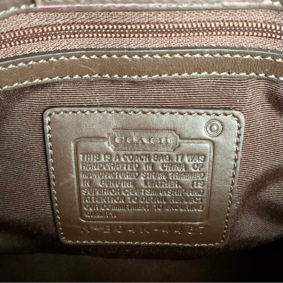 COACH Pink Tote Cream Woven Straw Handbag B04K4467 - Picture 6 of 8